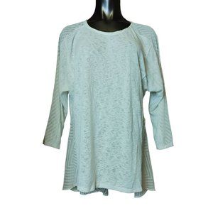 ALFANI Womens L Cream Long Sleeve Semi Sheer Panel Tunic Blouse Top
